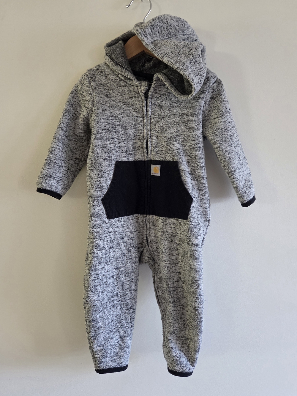 Carhartt Heather Gray and Black Hooded Kids Fleece One-Piece